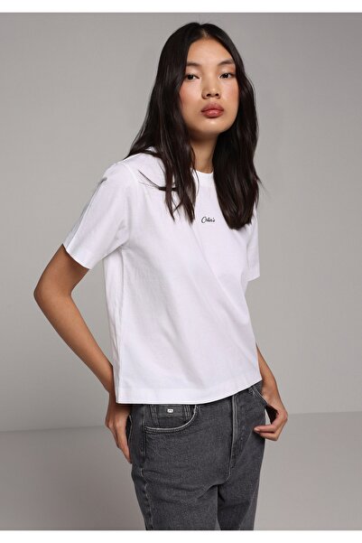 Colin's Boxy Fit Round Neck Printed Women's White Short Sleeve T-Shirt