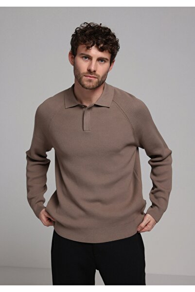 Colin's Regular Fit Polo Neck Jacquard Men's Gray Sweater