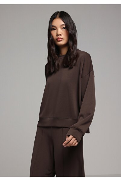 Colin's Regular Fit Yuvarlak Yaka Düz Kadın Kahverengi Sweatshirt