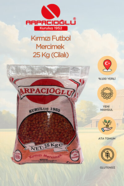 Arpacıoğlu %100 Yerli Türk Malı Kırmızı Futbol Mercimek 25kg (cilalı)