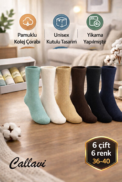 CALLAVI Kolej Soket Pamuk Çorap 6 Çift
