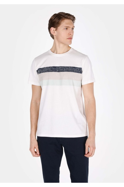 Colin's Tricou alb cu mânecă scurtă pentru bărbați, cu gât rotund, cu croială...