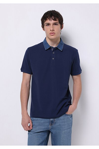 Colin's تي شيرت رجالي ذو قصة عادية وياقة بولو سادة باللون الأزرق محبوك بدون ج...