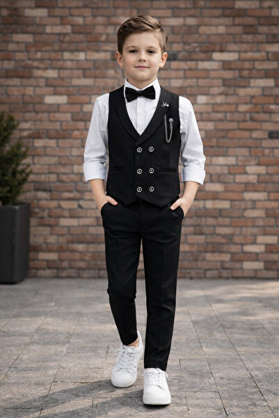 HAYTA Souprava dětské košile vesty 0-1let - 14let Stříbrná černá