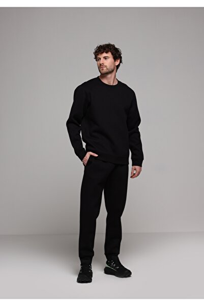 Colin's بنطال رياضي أسود للرجال بقصة متوسطة الخصر ومستقيم