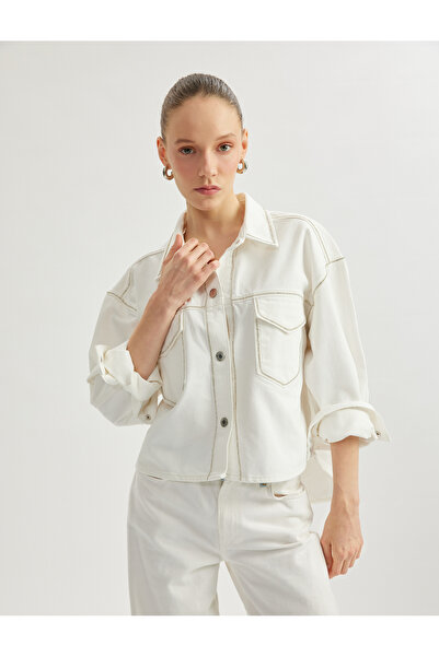 Koton Κλασικό τζιν μπουφάν με κουμπιά με λεπτομέρεια στην τσέπη