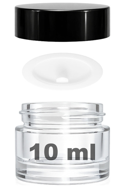 Afracam 10 ml Cam Kavanoz Şeffaf 10 cc Mini Krem Kavanozu Siyah Kapaklı Lip B...