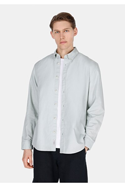 Colin's قميص رجالي ذو قصة عادية وياقة مستقيمة وأكمام طويلة باللون الأخضر