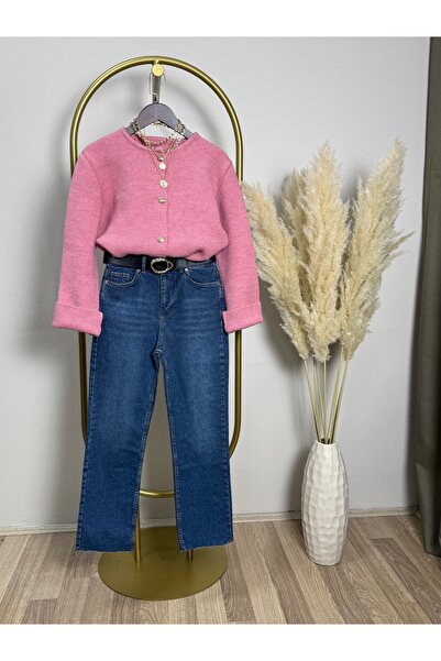 Vizon Collection Pembe Düğme Detaylı Hırka