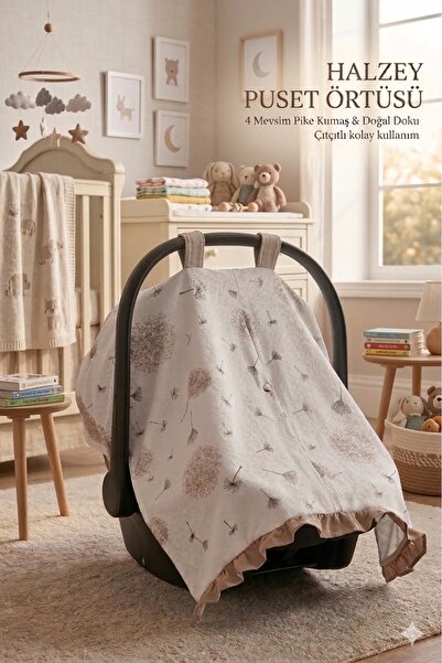 HALZEY Puset Örtüsü 4 Mevsimlik Pike Kumaş, Çıtçıtlı Fırfırlı