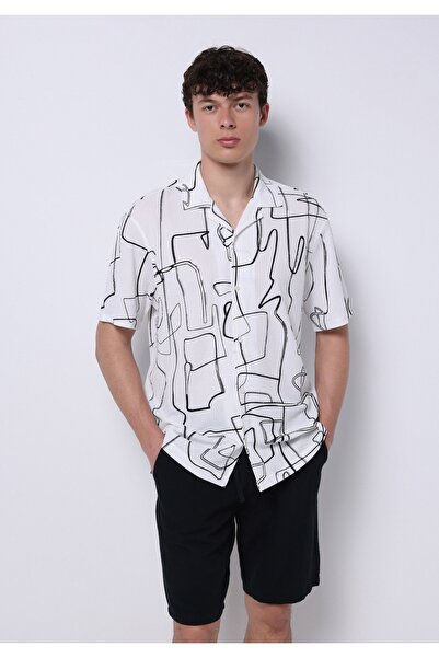 Colin's Regular Fit Shirt Neck Printed Men's Black Short Sleeve Shirt