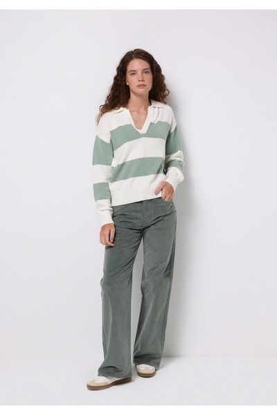 Colin's Pantaloni verzi pentru femei Berry Fit cu talie înaltă și picioare largi