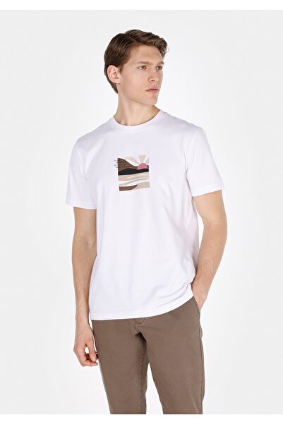 Colin's تي شيرت محبوك بأكمام قصيرة وياقة دائرية للرجال ذو قصة عادية