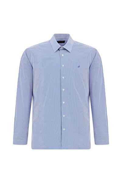 Abdullah Kiğılı Μακρυμάνικο εφαρμοστό Slim Fit Βαμβάκι Με κέντημα Classic Ριγ...