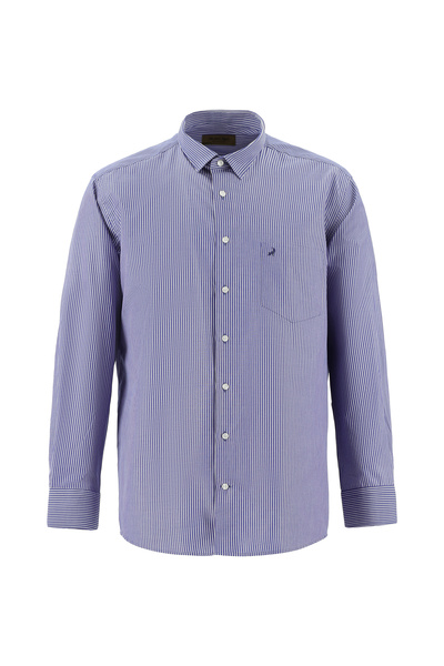 Abdullah Kiğılı Italian Striped Cotton Shirt - Long Sleeve, Regular Fit