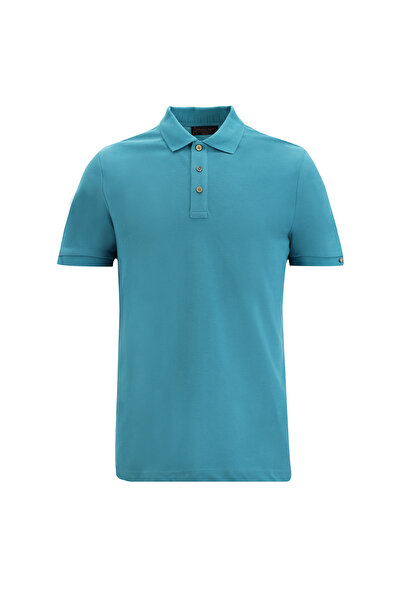 Abdullah Kiğılı Polo Collar Slim Fit Slim Fit Embroidered Cotton T-Shirt