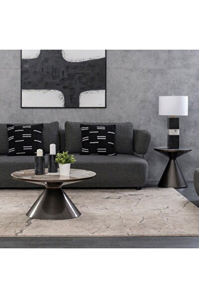 Midas Furniture طقم طاولة حجر (راسيو) رمادي