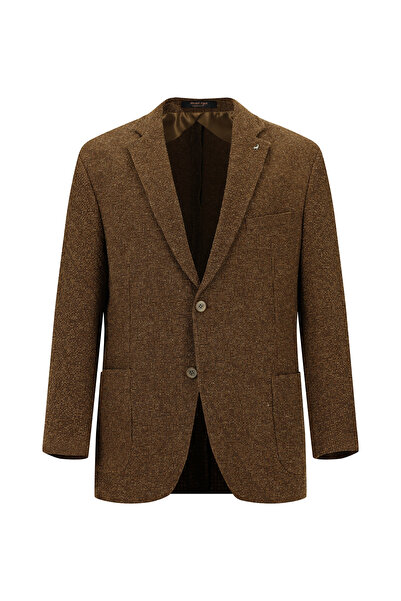 Abdullah Kiğılı Relax Fit Rahat Kesim Desenli Gofre Ketenli Ceket