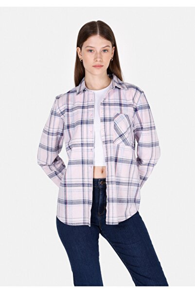 Colin's Regular Fit Shirt Neck Plaid Women's Pink Long Sleeve Shirt