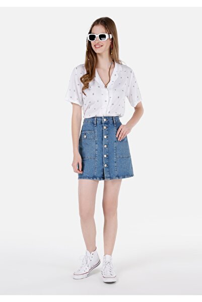 Colin's Fusta de damă din denim, slim fit, cu nasturi