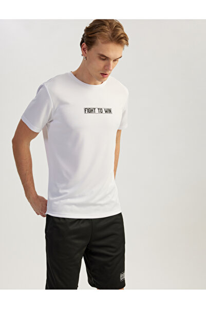 Koton Αθλητικό μπλουζάκι με κοντό μανίκι με λαιμόκοψη με στάμπα