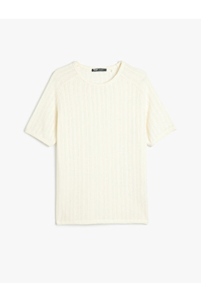 Koton Tricou cu mânecă scurtă din amestec de bumbac ajurat