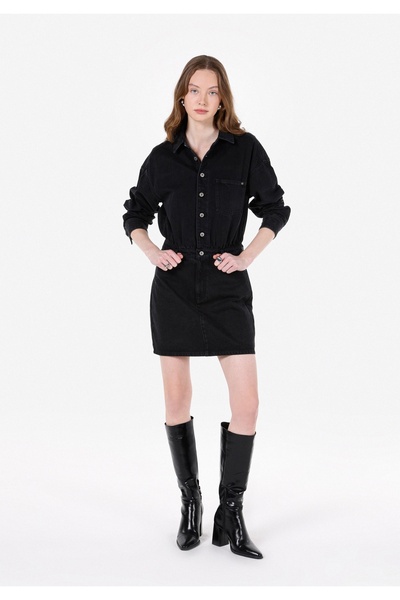 Colin's Slim Fit Düz Kadın Siyah Uzun Kol Elbise