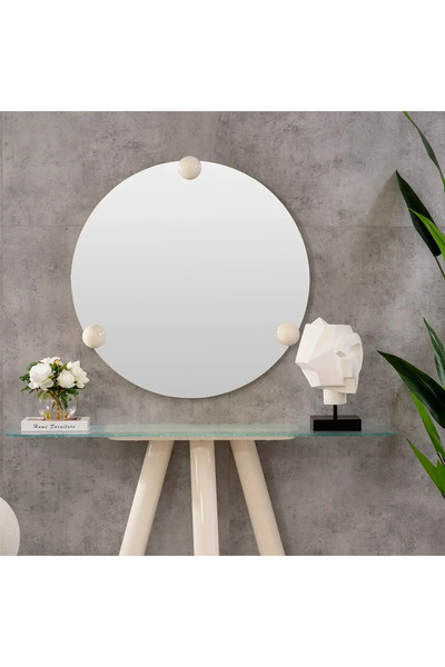 Midas Furniture مرآة حائط معدنية بيضاء