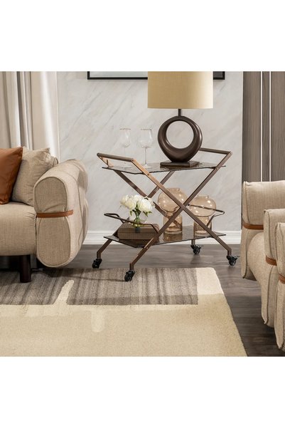 Midas Furniture عربة تقديم صغيرة معدنية برونزية