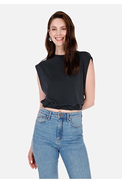 Colin's Normal Kesim Bisiklet Yaka Kolsuz Antrasit Kadın Kısa Kol Tişört Cl10...