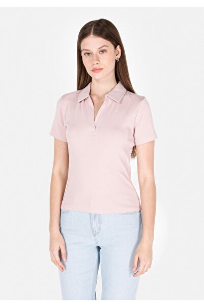 Colin's Slim Fit Polo Neck Απλό γυναικείο ροζ κοντομάνικο μπλουζάκι