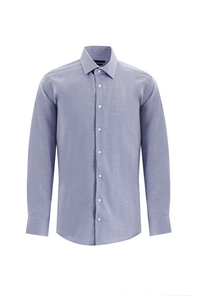 Abdullah Kiğılı قميص قطني منقوش كلاسيكي بأكمام طويلة وقصة ضيقة