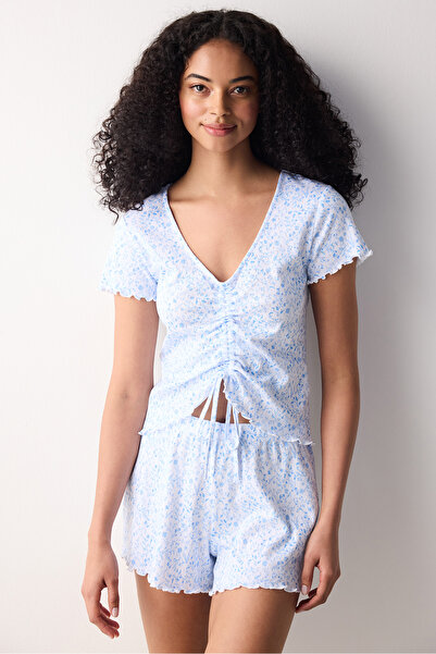 Penti Alice Pointel Blue Cotton T-Shirt Sleepwear Top