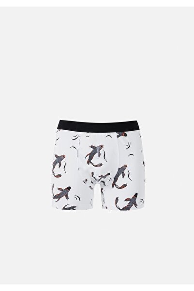 Colin's Modern Fit Baskılı Erkek Beyaz Boxer