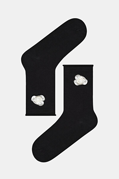 Penti Classy Flower Black Socket Socks