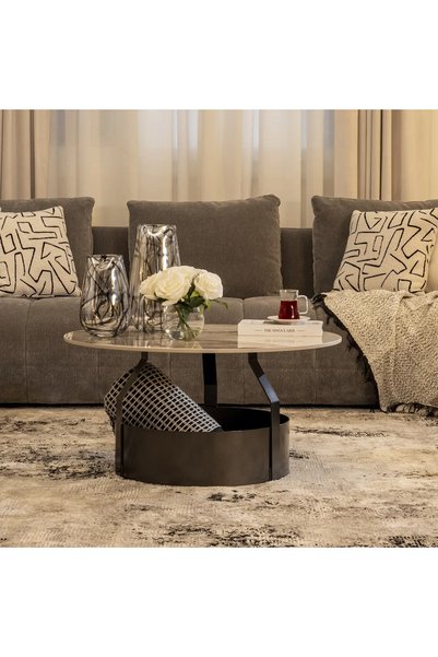 Midas Furniture طاولة مركزية معدنية باللون الرمادي