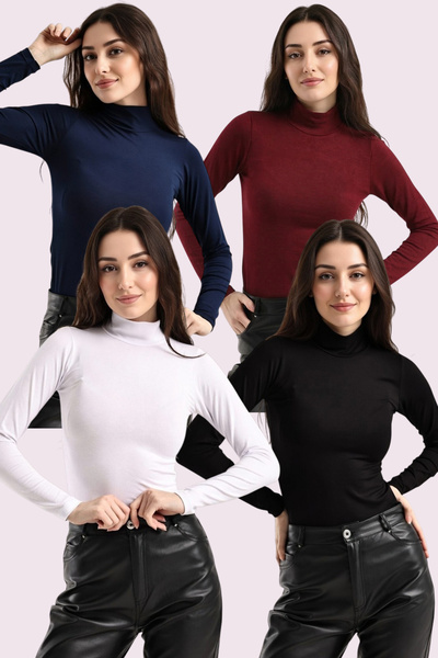 Trend Sizde Жіночий чорний бордовий білий синій 4-компонентний боді з довгими...