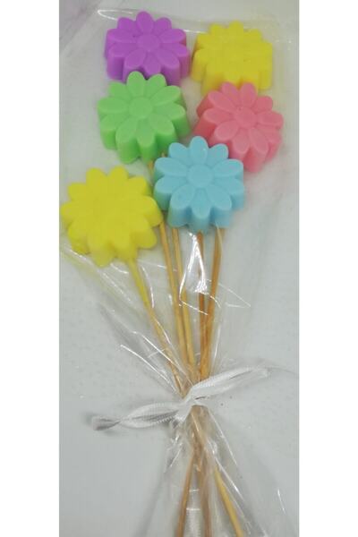Dolce Sabun - Kokulu Süs Sabunu - Çubuklu Papatya 6 Adet Rengarenk-4cm*1cm