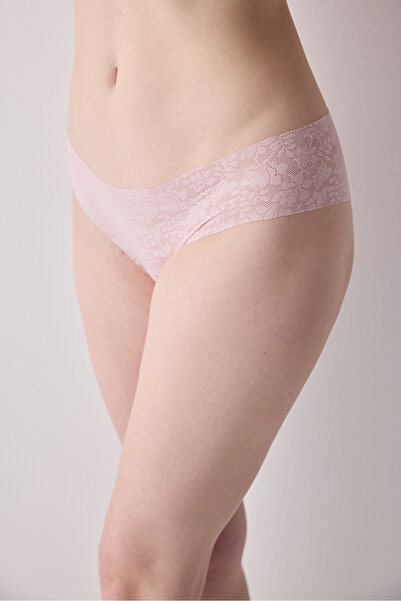 Penti Invisible Laser Cut Lacy Lace Cheeky Dried Rose Pink Hipster Panties