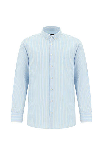 Abdullah Kiğılı Бавовняна сорочка в смужку з довгим рукавом приталеного крою