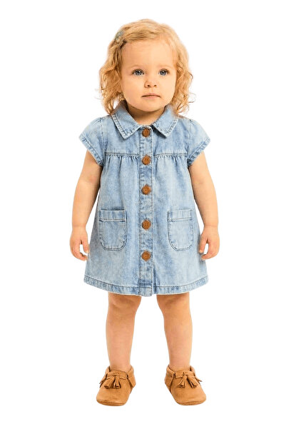 ICEFOX Kız Bebek Kot Elbise - Kız Çocuk Denim Elbise - Kız Bebek Bayramlık-Ya...