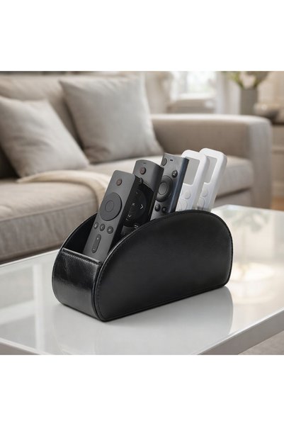 VEXORA GLOBAL 5-Compartment Leather Remote Control Organizer – Remote Control Organizer & Desktop Organizer, Stylish Leather Organizer with 5 Compartments