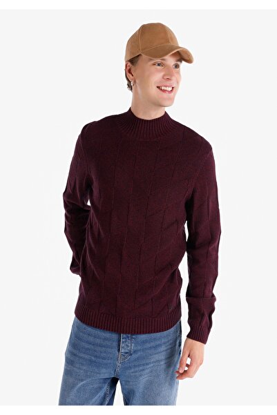 Colin's سترة رجالية ذات ياقة مدورة أرجوانية بقصة عادية