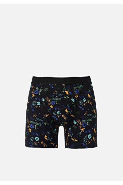 Colin's Modern Fit Baskılı Erkek Siyah Boxer