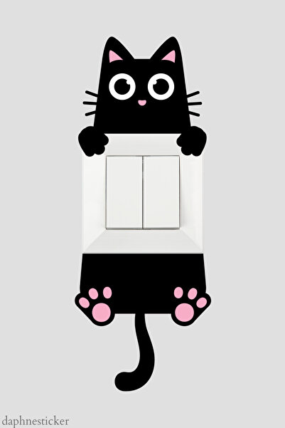 Tasarım Kedi Çocuk Odası Dekoratif Priz Sticker