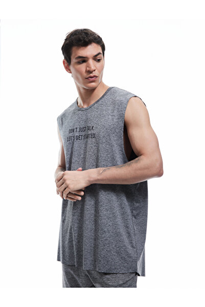 Koton Crew Neck Printed Oversize Sleeveless Athlete Tank Top