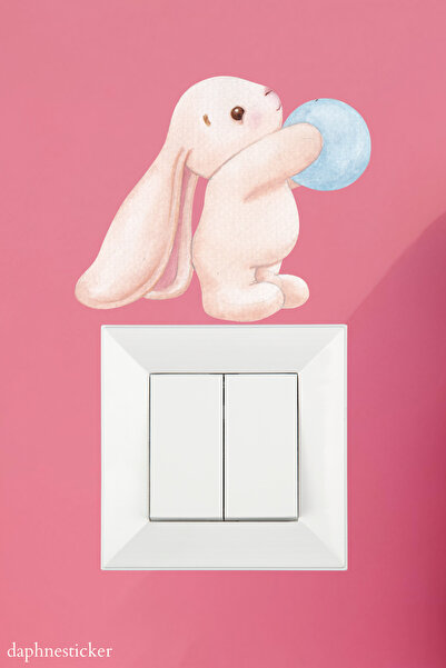 Tasarım Tavşan Bebek Çocuk Odası Priz Sticker