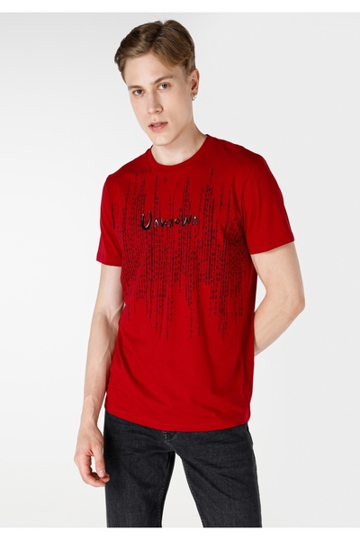 Colin's Tricou roșu cu mânecă scurtă pentru bărbați, cu croiala normală