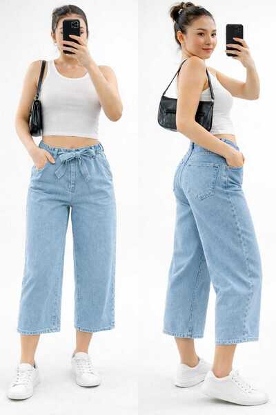 Semesia Yıkamalı Baggy Kot Bermuda Şort