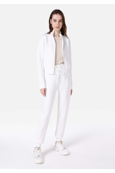 Colin's Slim Fit Orta Bel Baskılı Kadın Beyaz Eşofman Altı